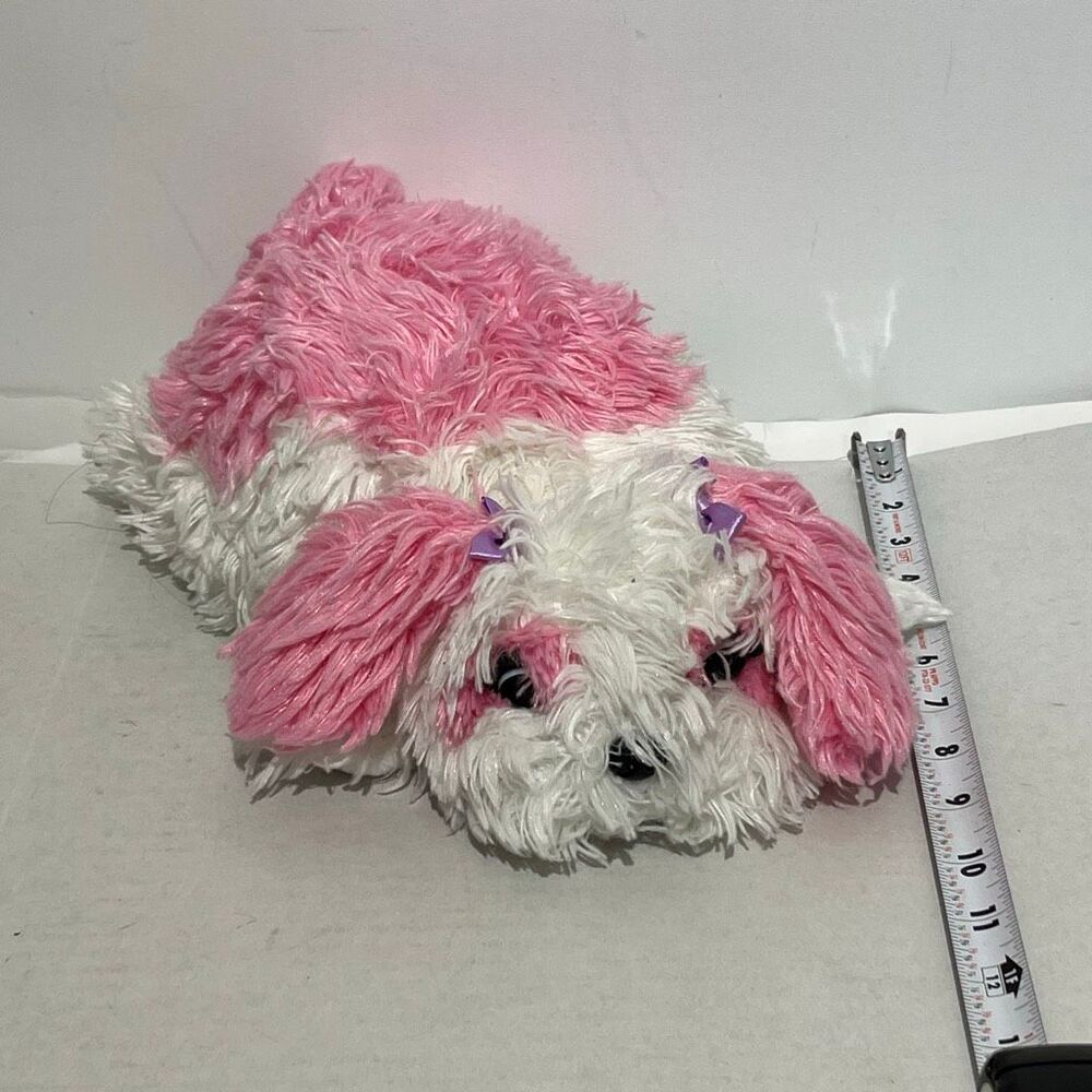 Aurora World White Pink Flopsie Maddy Dog Laying Floppy Soft Plush Animal Toy
